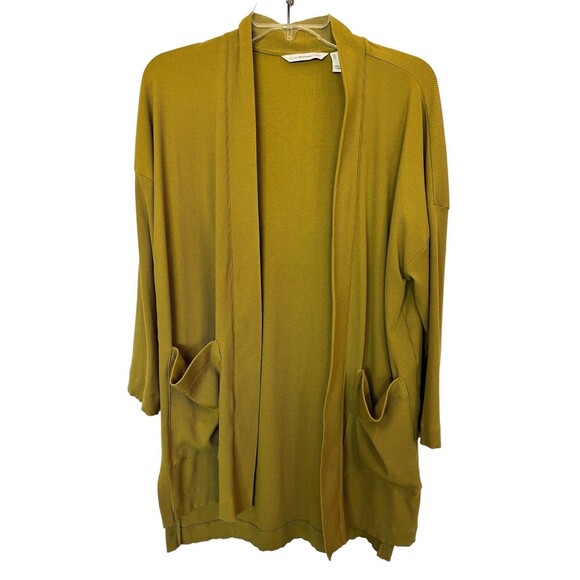 Isaac Mizrahi Live Open Front Cardigan w/Pockets 3/4 Sleeves Sz Small Olive Grn - Picture 1 of 7